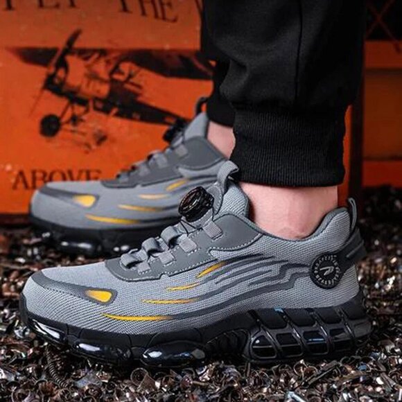 Men Work Safety Shoes Steel Toe Cap Rotating Button Comfort Breathable Sneakers - Picture 9 of 12